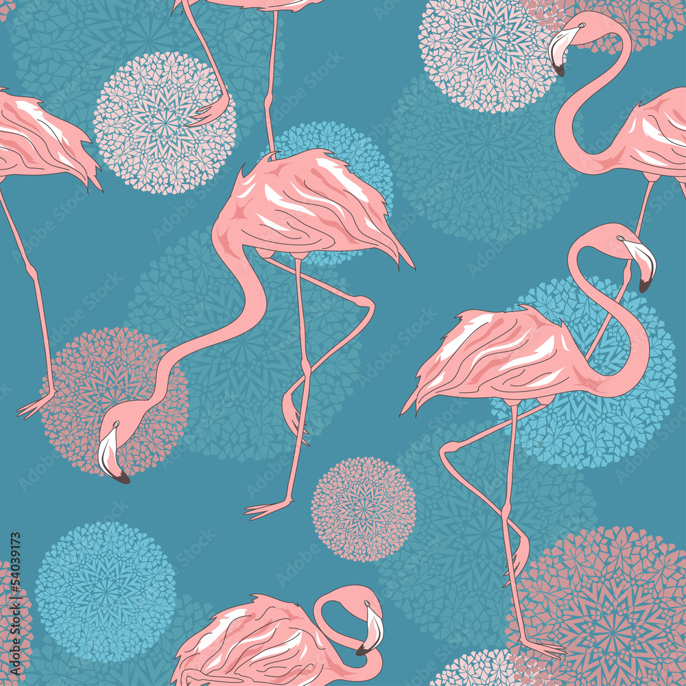 Fototapeta Seamless pattern of flamingos