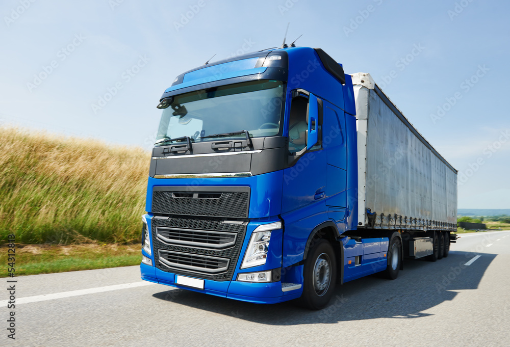 Obraz na płótnie lorry with trailer driving on