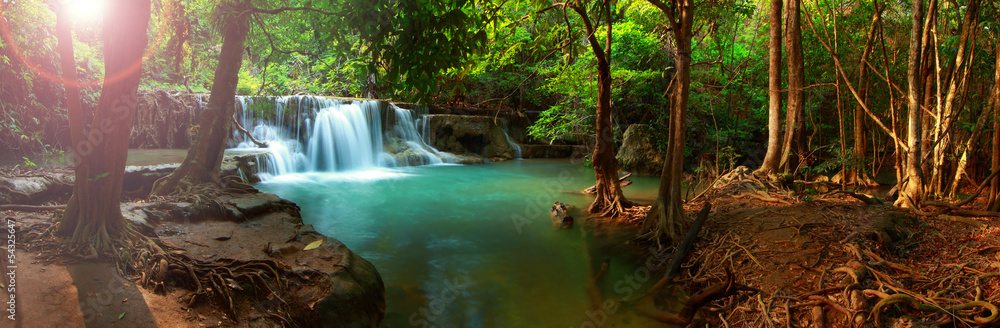 Obraz Tryptyk Huay mae kamin waterfall