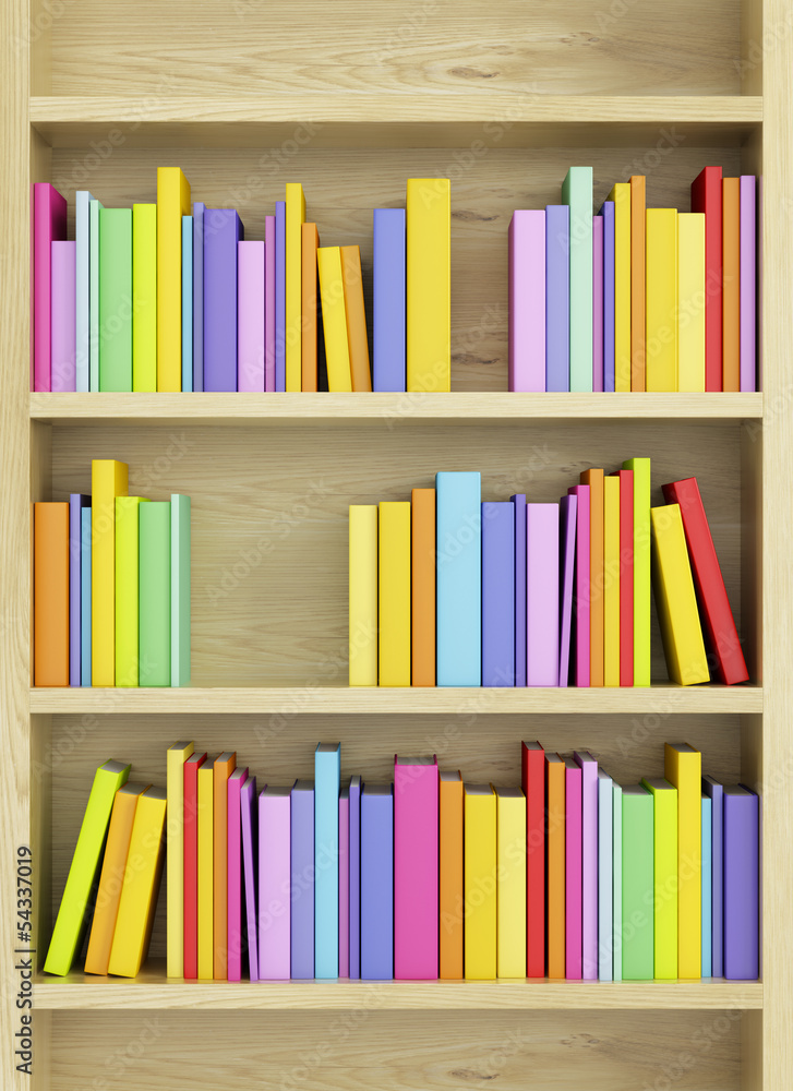 Fototapeta bookcase with multicolored