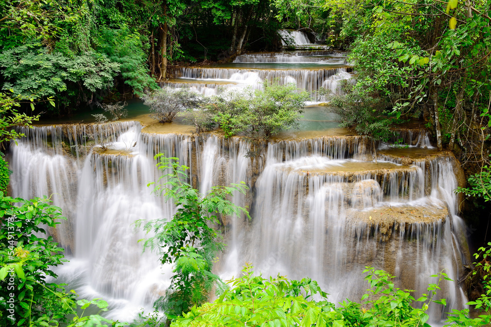 Obraz Tryptyk Waterfall in tropical forest