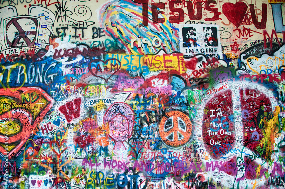 Fototapeta Colorful John Lennon wall in