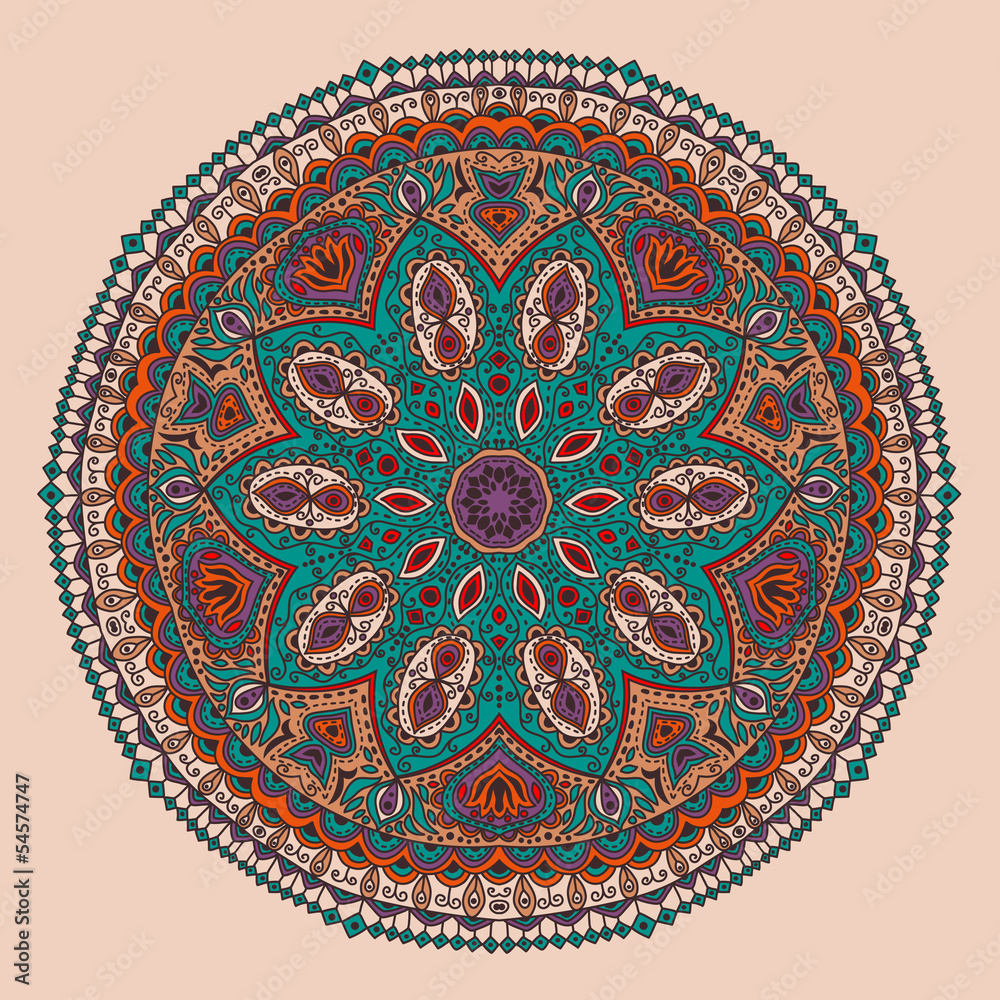 Fototapeta ornamental round lace pattern,