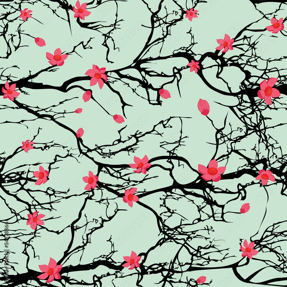 Obraz Pentaptyk Seamless tree pattern.