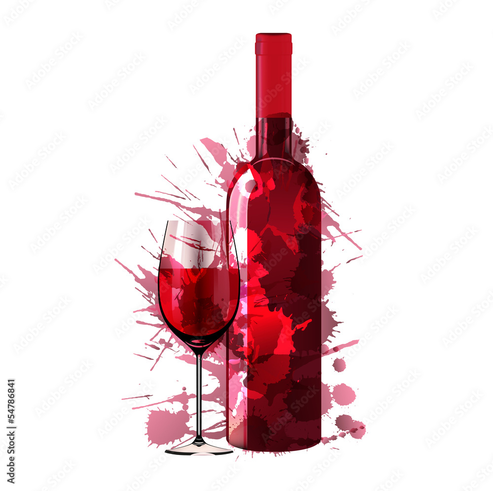 Obraz na płótnie Bottle and glass of wine made