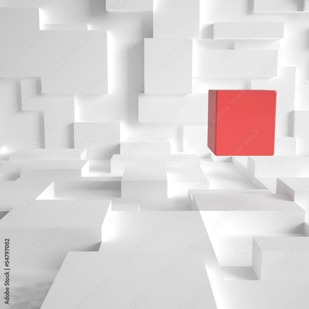 Fototapeta 3d rendering of red cube in a