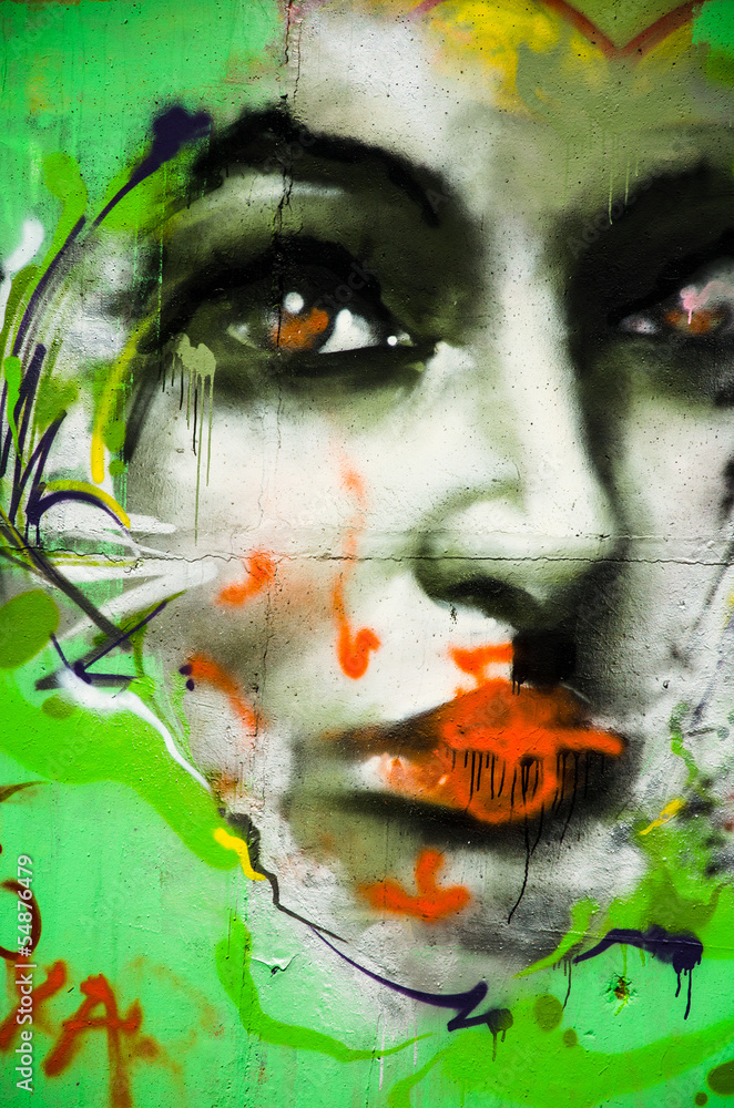 Fototapeta Woman face graffiti drawing