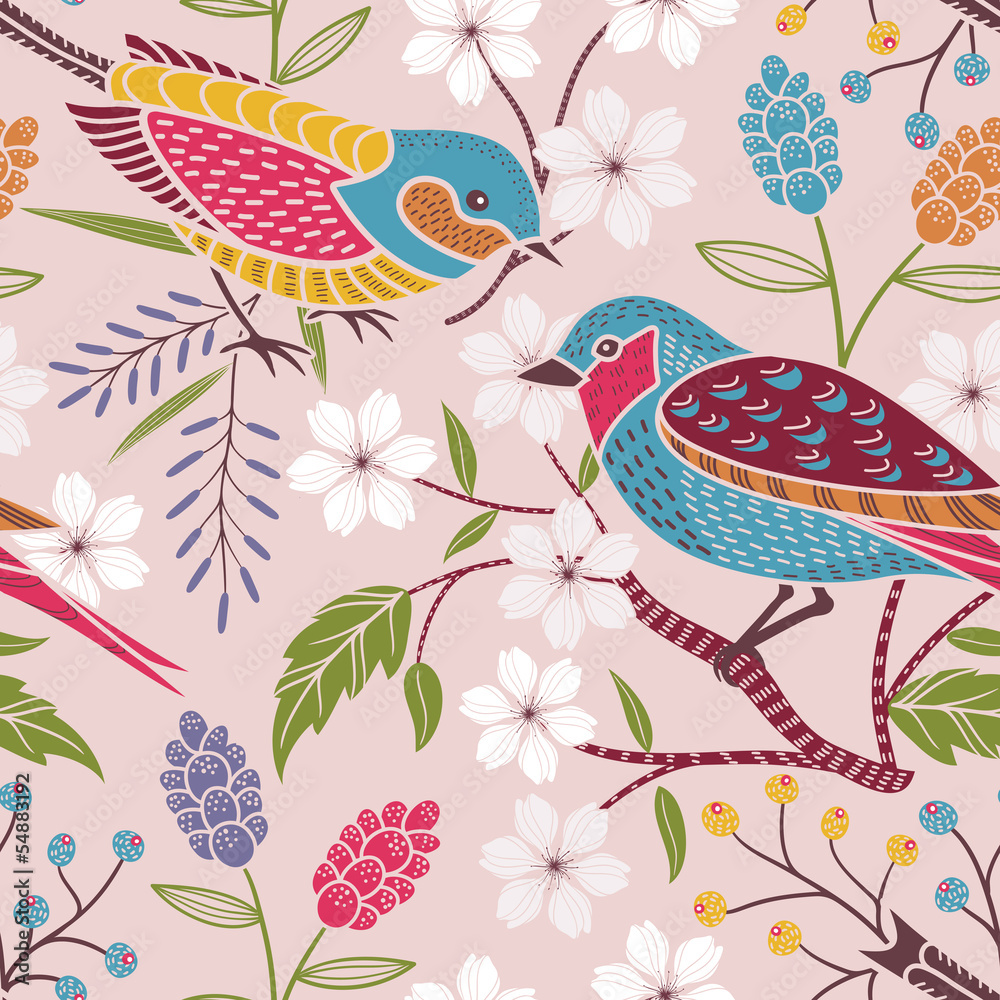 Obraz Tryptyk Seamless floral pattern