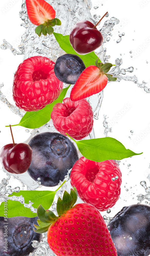 Obraz Tryptyk Fresh fruit in water splash