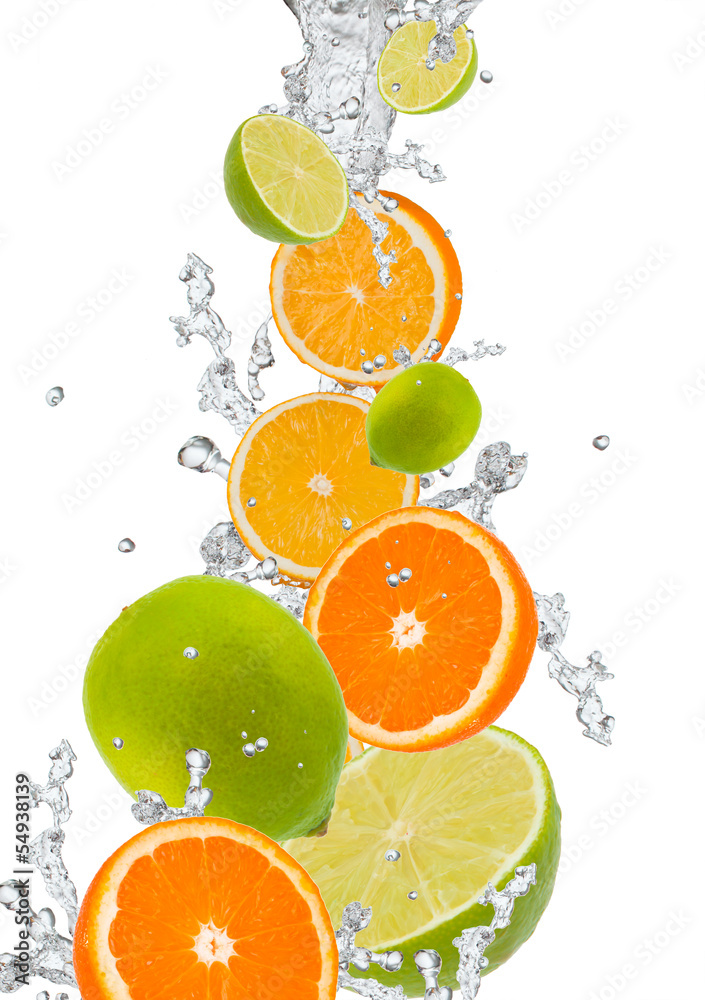 Obraz Kwadryptyk Fresh fruit in water splash