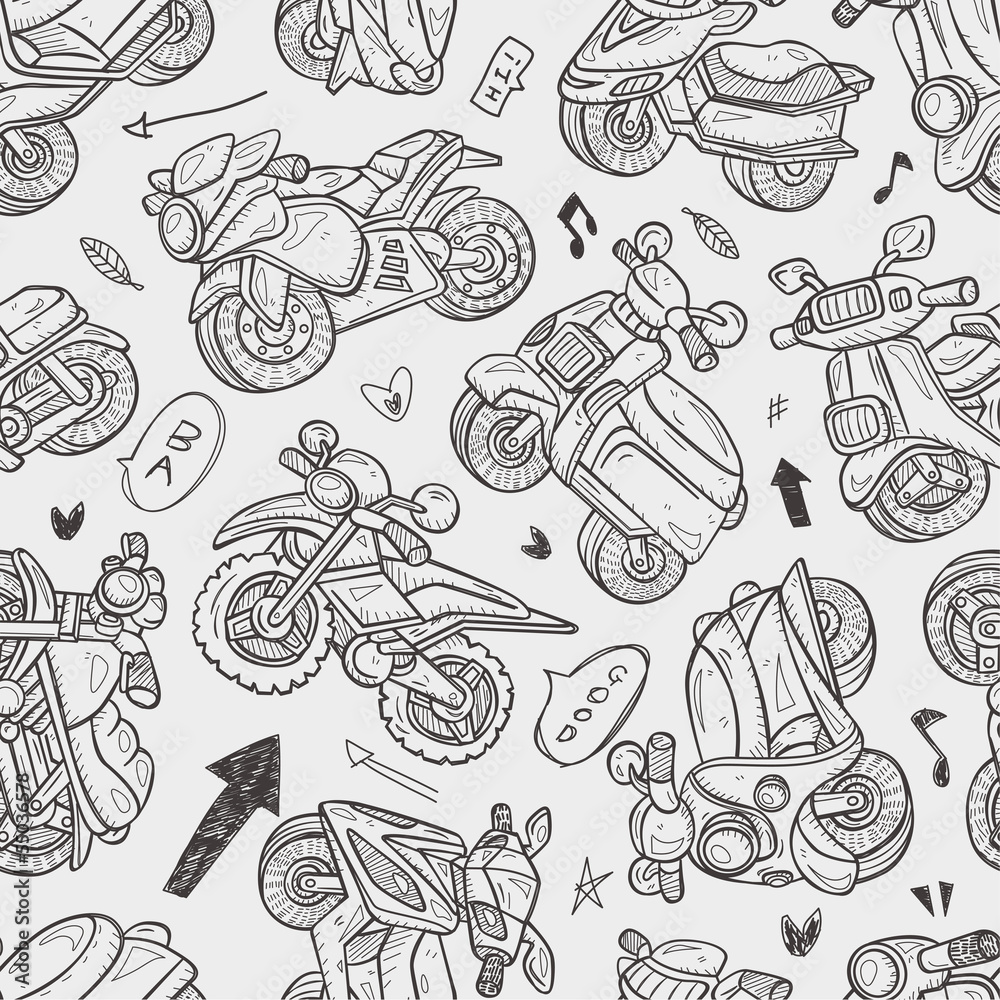 Tapeta seamless motorcycle pattern