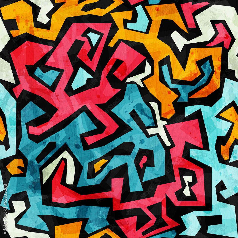 Obraz Pentaptyk bright graffiti seamless