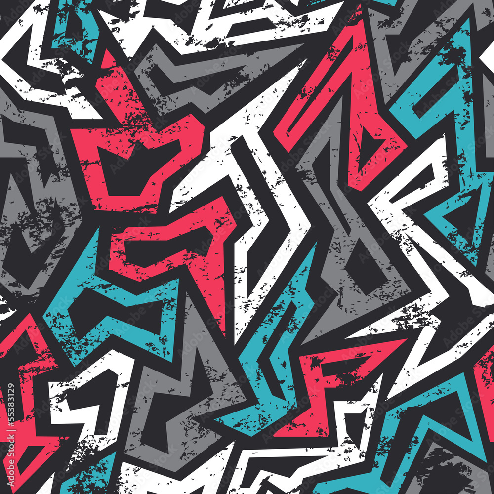 Obraz Tryptyk colored graffiti seamless