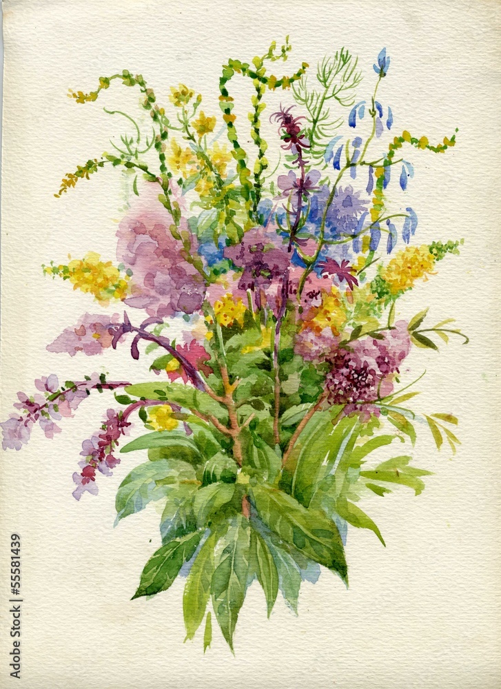 Obraz Tryptyk Summer bouquet of flowers