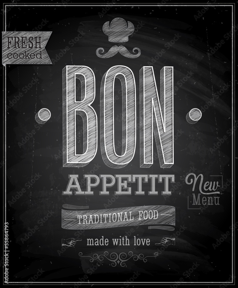 Obraz Kwadryptyk Vintage Bon Appetit Poster -
