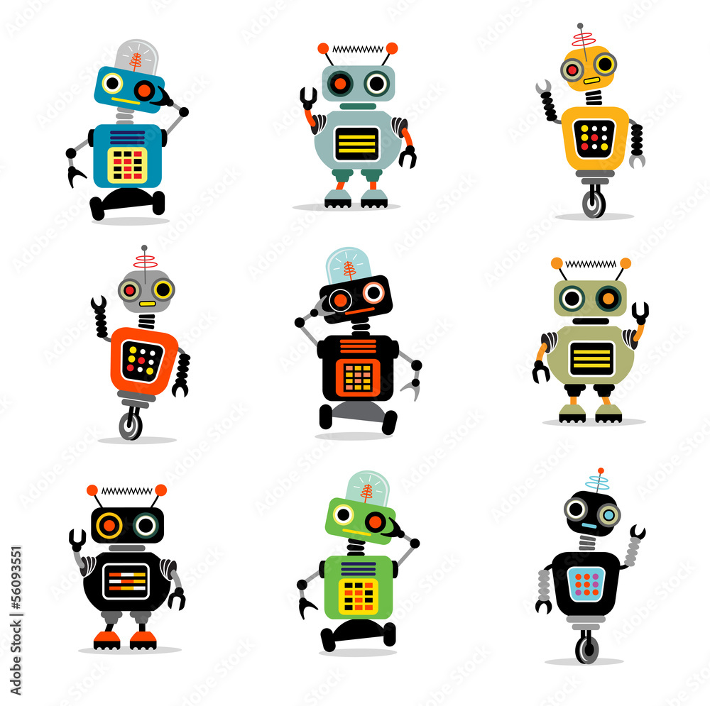 Obraz Tryptyk little robots set 3
