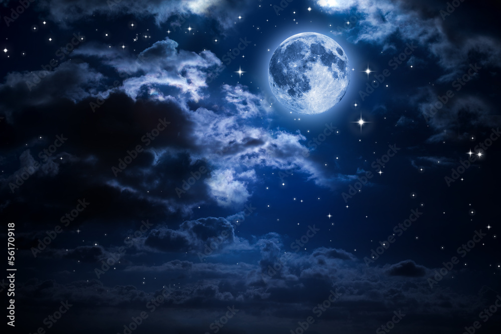 Obraz na płótnie moon and clouds in the night