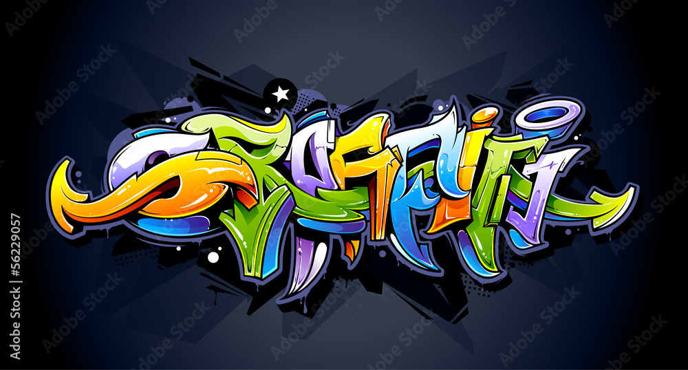Obraz Tryptyk Bright graffiti lettering
