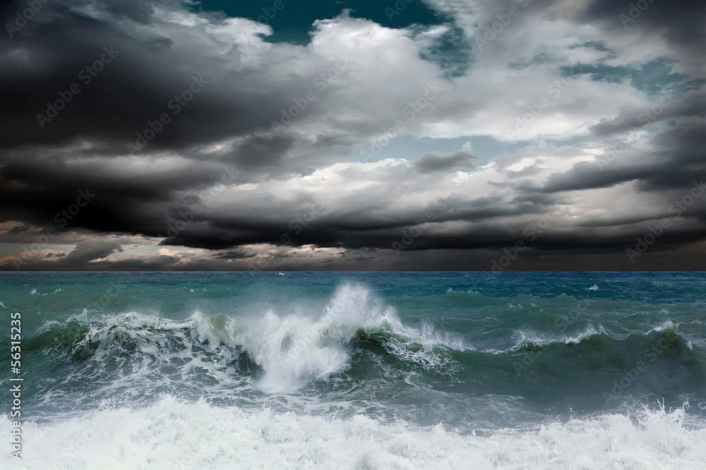 Obraz Pentaptyk View of storm seascape