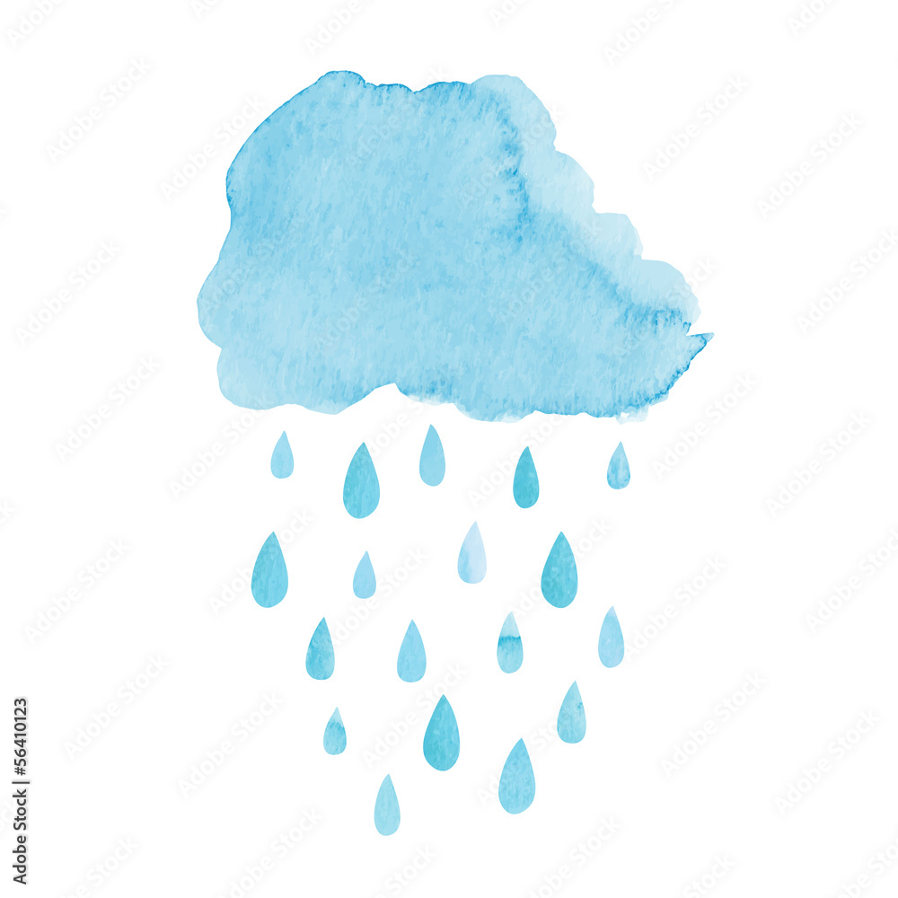 Obraz Tryptyk Watercolor rainy cloud