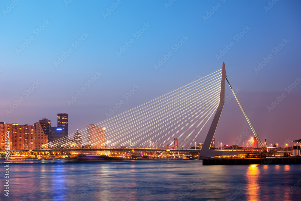 Obraz Kwadryptyk Erasmus Bridge in Rotterdam at