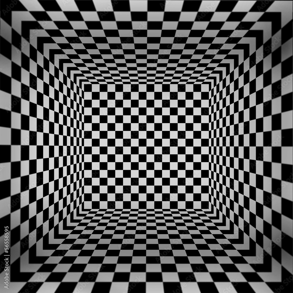 Obraz Pentaptyk 3d cube checkered room