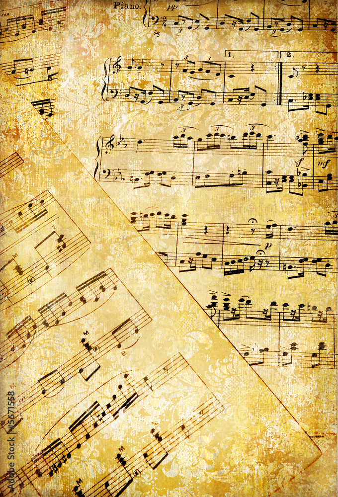 Obraz Tryptyk vintage musical pages