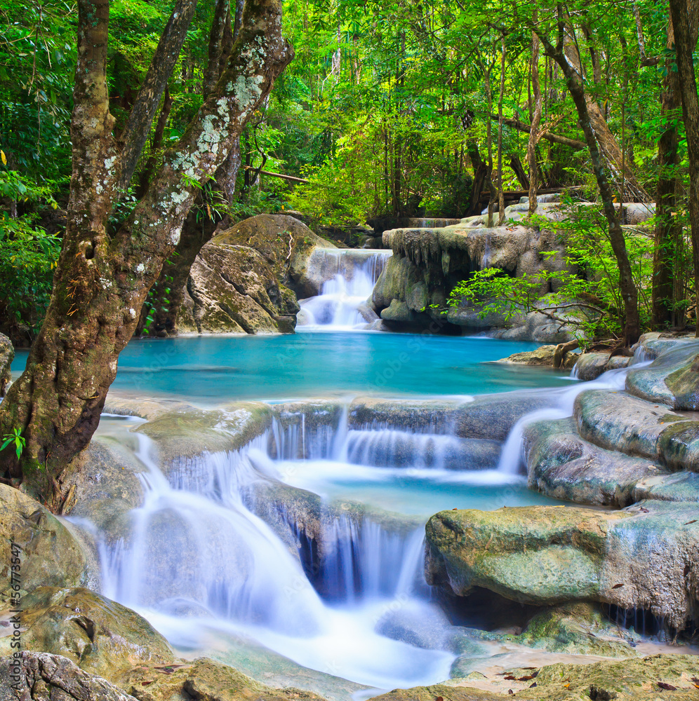 Obraz Tryptyk Erawan waterfall in