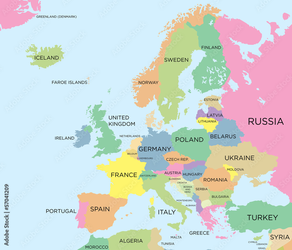 Fototapeta Coloured political map of