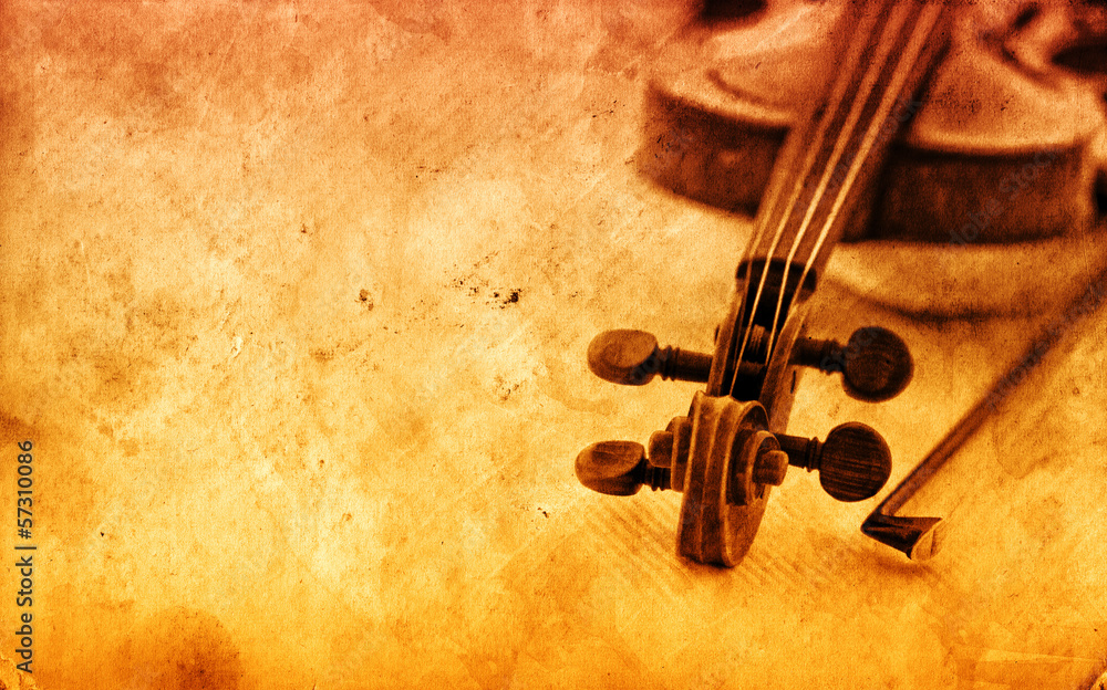 Obraz Pentaptyk Classic violin on grunge paper