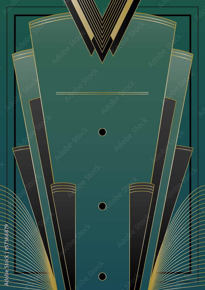 Obraz Tryptyk Fans Art Deco Background