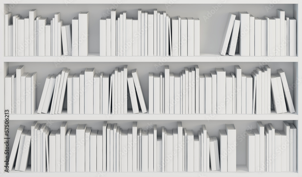 Fototapeta bookcase with white books