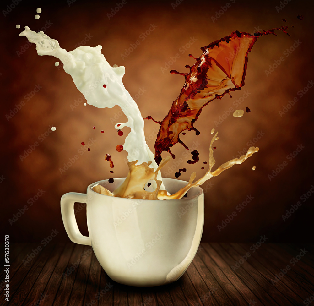 Fototapeta Coffee With Milk Splashing.