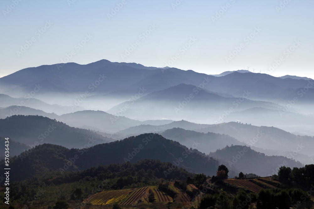 Obraz Tryptyk Foggy mountains