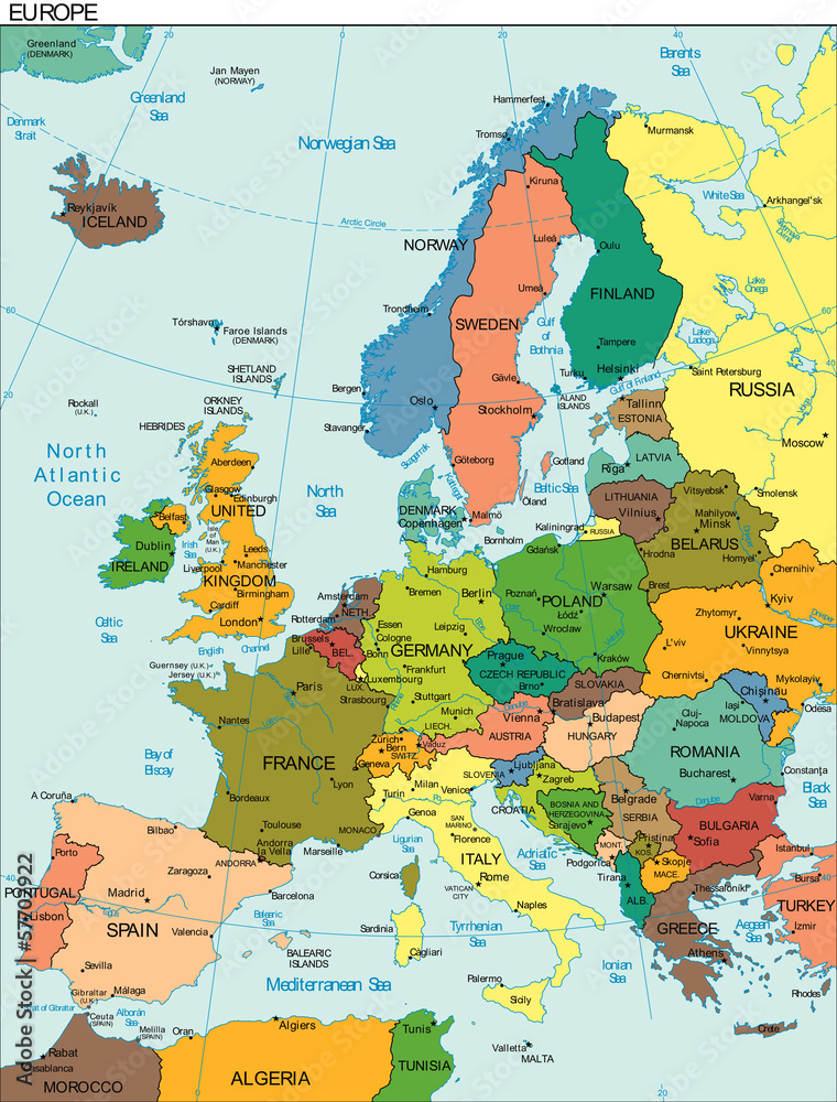 Obraz Kwadryptyk World Earth Europe Continent