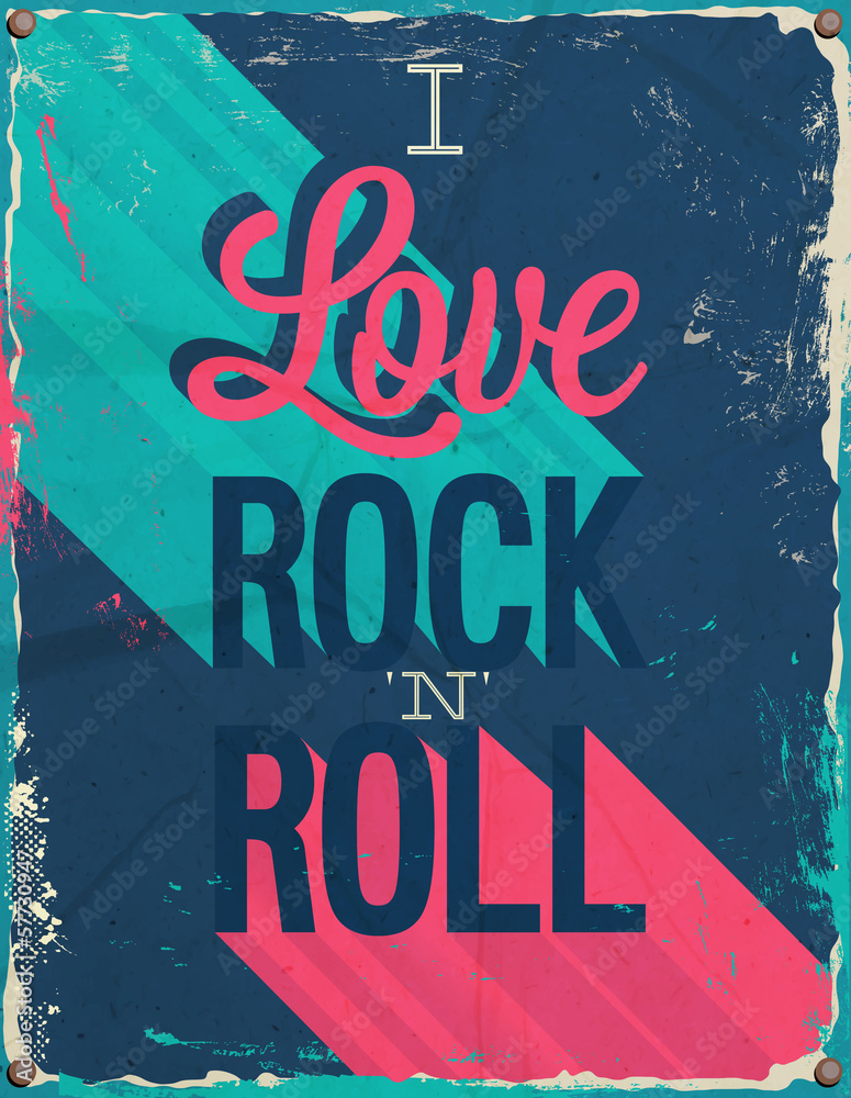 Obraz Tryptyk I love rock and roll. Vector