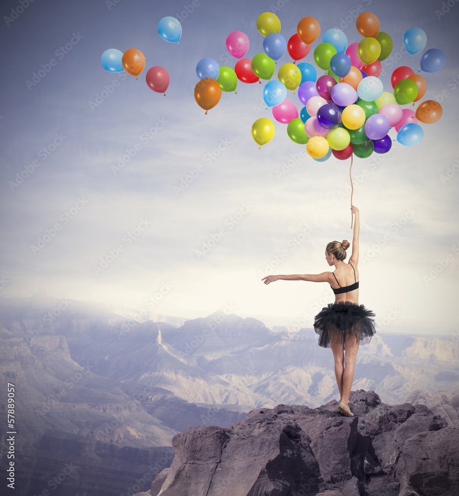 Obraz Pentaptyk Dancer with balloons