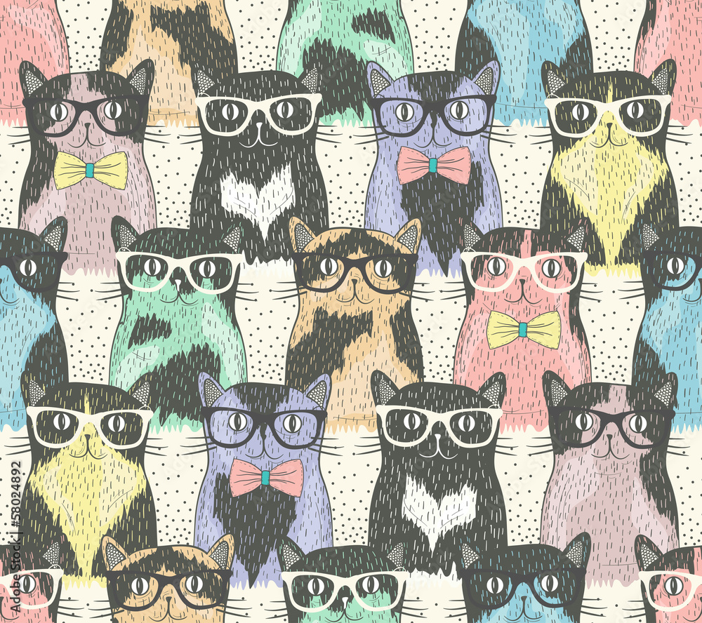 Fototapeta Seamless pattern with hipster