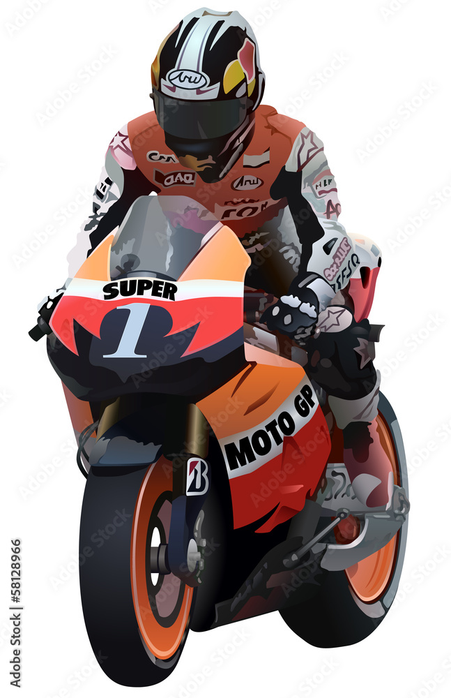 Obraz Pentaptyk Superbike And Biker