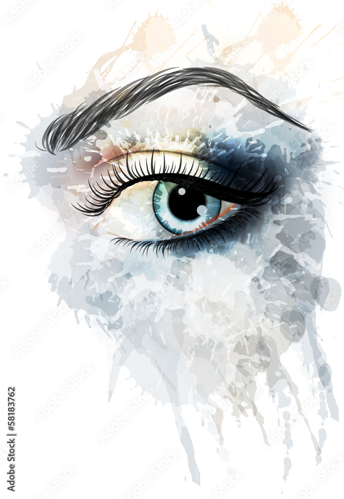 Fototapeta Eye made of watercolor