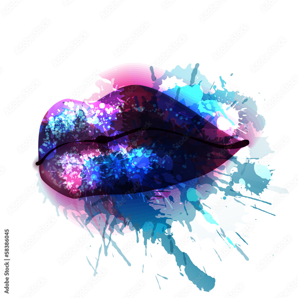 Fototapeta Lips with colorful splashes