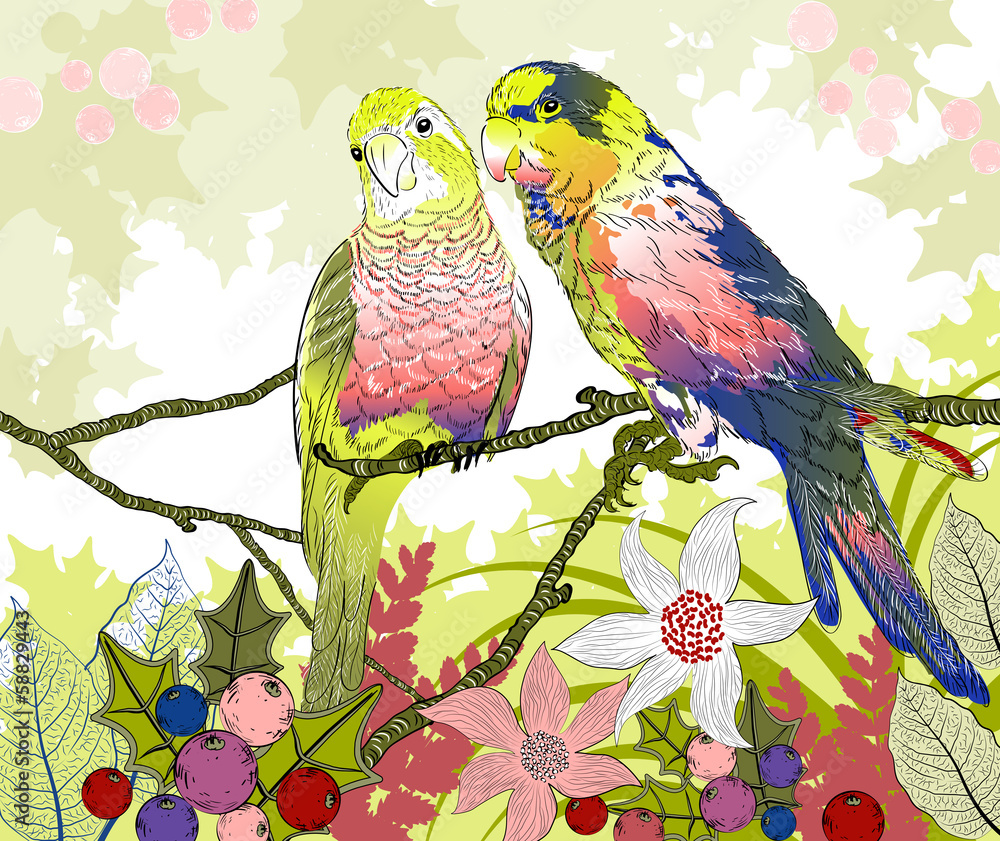 Fototapeta Floral illustration of a pair