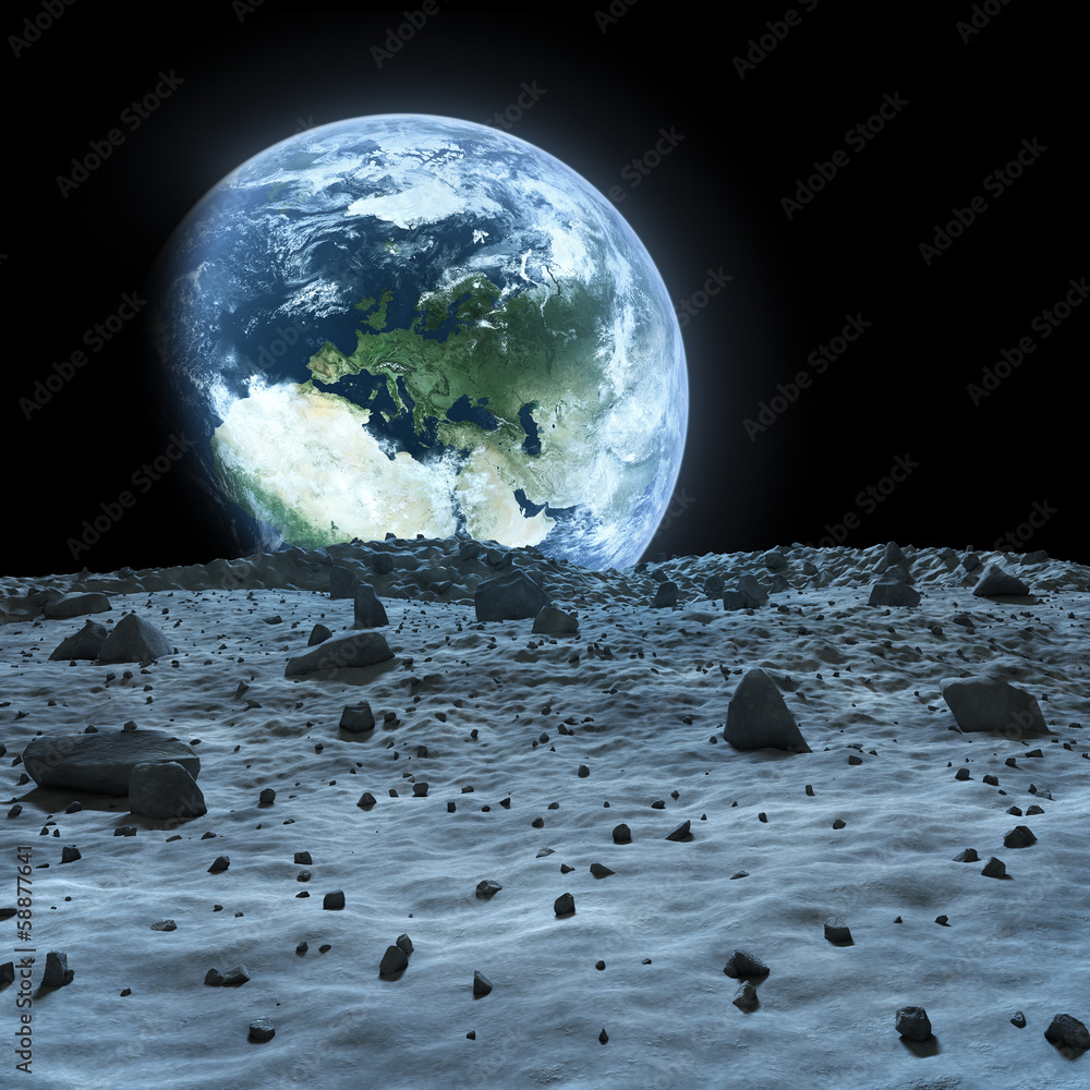 Obraz Tryptyk Earth seen from the moon.