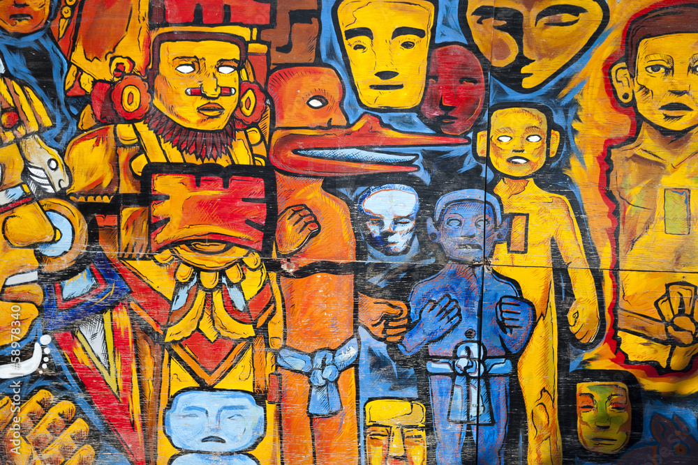 Obraz Tryptyk Graffiti in a wall in Mexico