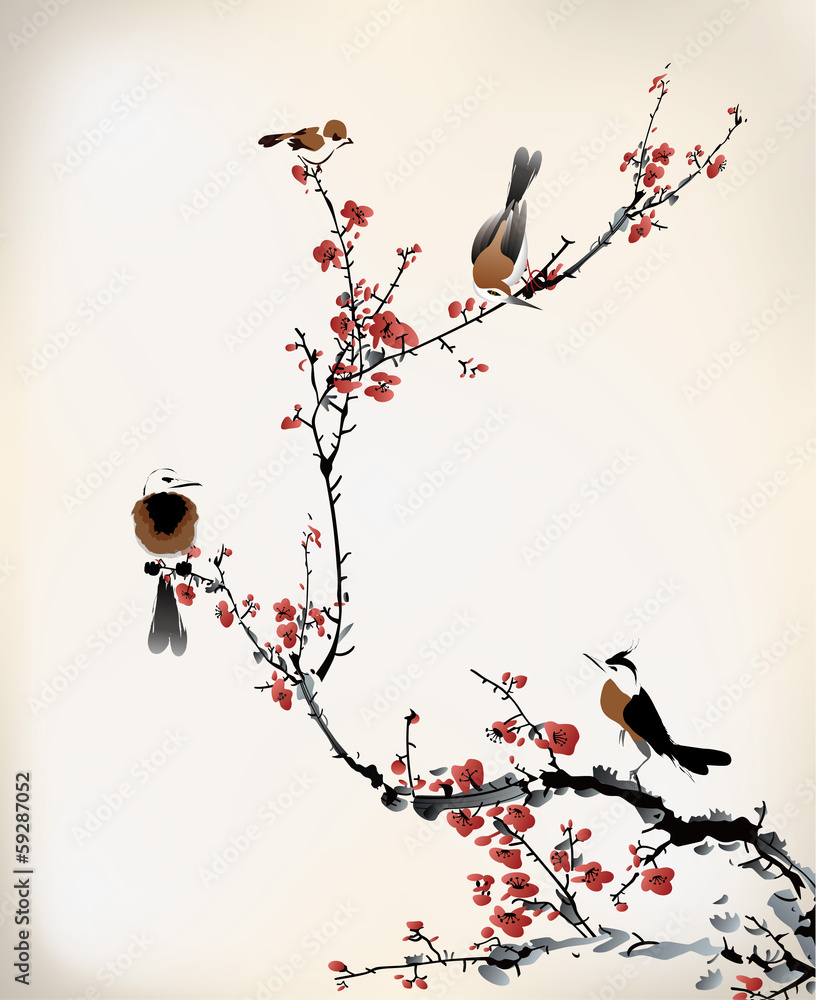 Obraz Tryptyk birds painting