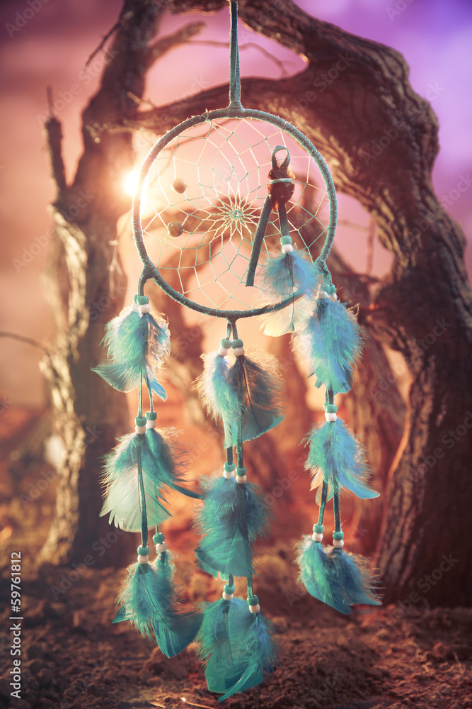Obraz Tryptyk dreamcatcher on a forest at