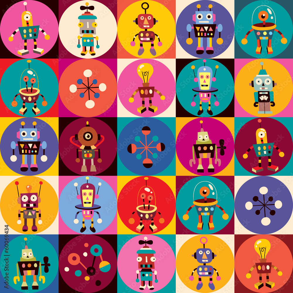 Obraz Tryptyk robots pattern