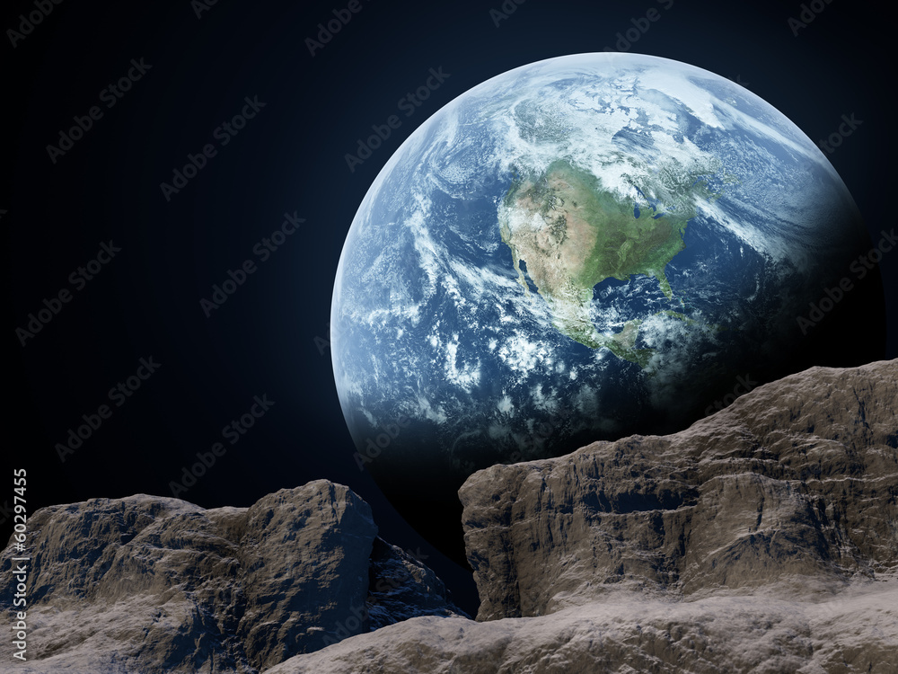 Fototapeta Earth seen from the moon.