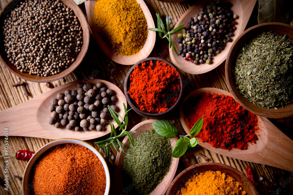 Obraz Pentaptyk Assorted spices