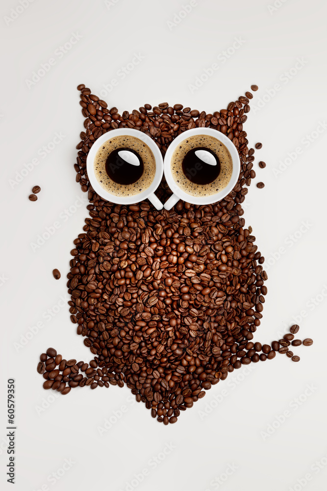 Obraz Pentaptyk Coffee owl.